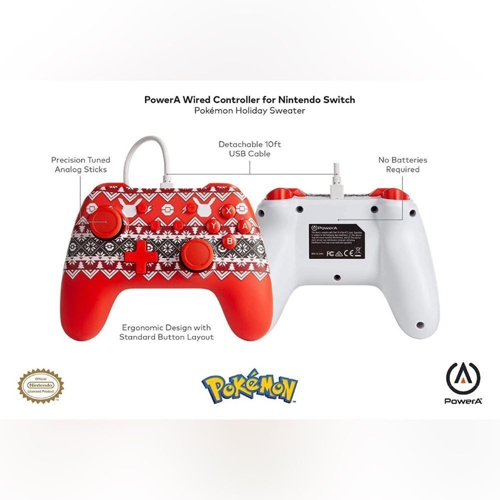 PowerA *OFFICIAL* Wired Controller
*POKEMON HOLIDAY SWEATER
EDITION* (Switch)